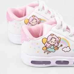 Tênis Casual Bebê Gabrielinha Fadinha Recorte Glitter Com Led Branco