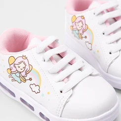Tênis Casual Bebê Gabrielinha Fadinha Recorte Glitter Com Led Branco