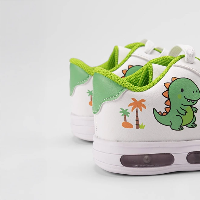 Tênis Casual Bebê Vertus Dinossauro Com Led Branco