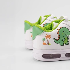 Tênis Casual Bebê Vertus Dinossauro Com Led Branco