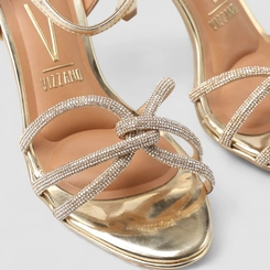Sandália Feminina Vizzano Original Salto Alto Strass Ouro