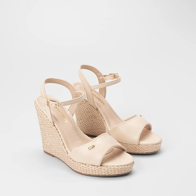 Sandália Feminina Via Marte Anabela Ráfia Off White