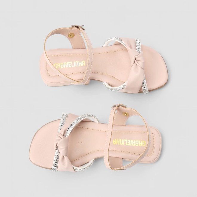 Sandália Infantil Gabrielinha Strass Laço Cruzado Rosa