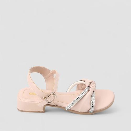 Sandália Infantil Gabrielinha Strass Laço Cruzado Rosa
