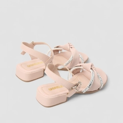 Sandália Infantil Gabrielinha Strass Laço Cruzado Rosa
