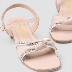 Sandália Infantil Gabrielinha Strass Laço Cruzado Rosa