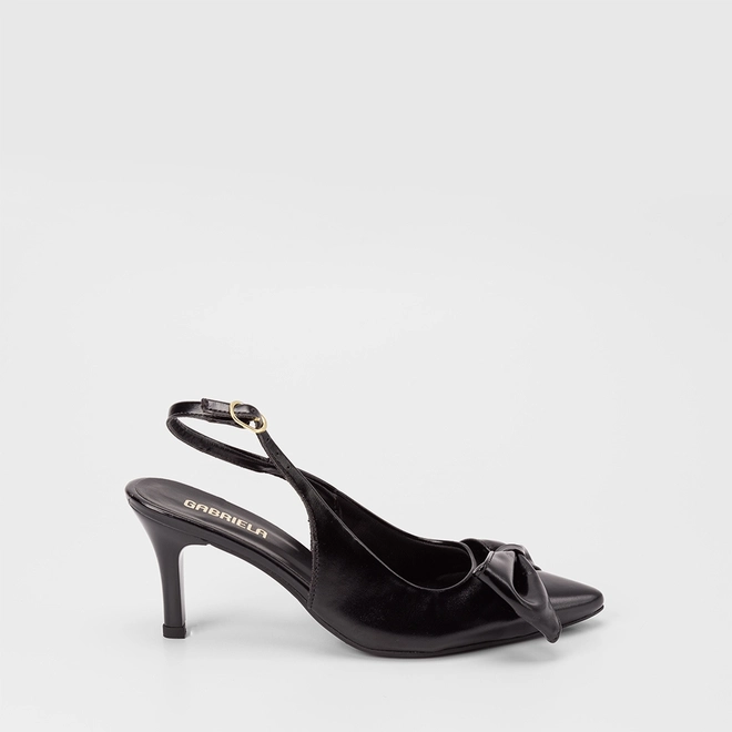 Scarpin Slingback Feminino Gabriela Detalhe Laço Preto