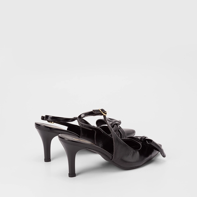 Scarpin Slingback Feminino Gabriela Detalhe Laço Preto