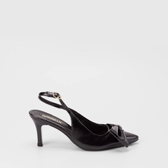 Scarpin Slingback Feminino Gabriela Detalhe Laço Preto