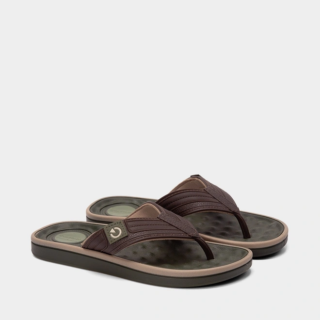 Chinelo Masculino Cartago Alabama Texturizado Marrom & Verde