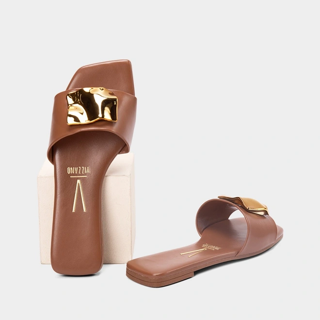 Rasteira Feminina Vizzano Enfeite Bold Marrom