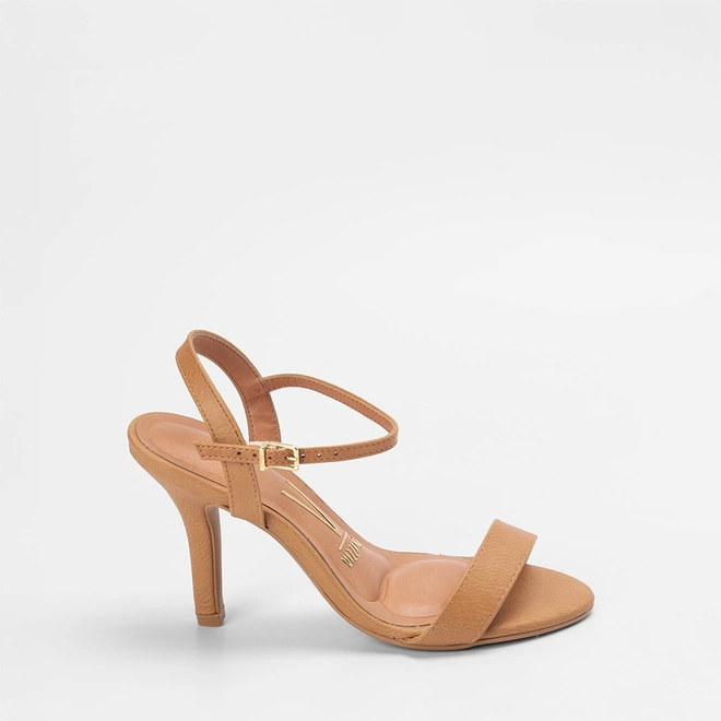 Sandália Feminina Vizzano Salto Fino Alto Caramelo