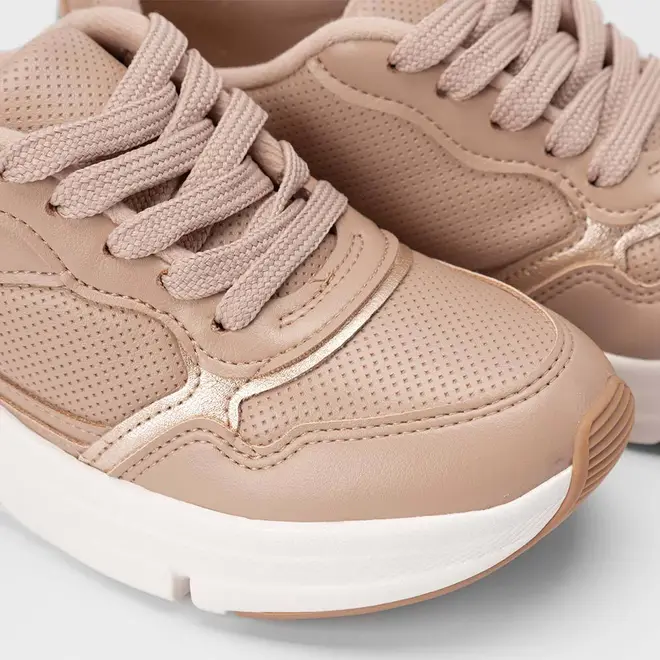 Tênis Casual Feminino Modare Ultraconforto Detalhe Metalizado Bege