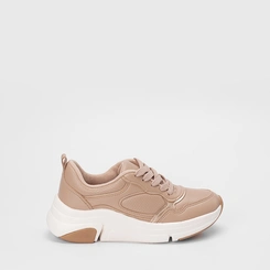Tênis Casual Feminino Modare Ultraconforto Detalhe Metalizado Bege