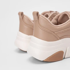 Tênis Casual Feminino Modare Ultraconforto Detalhe Metalizado Bege