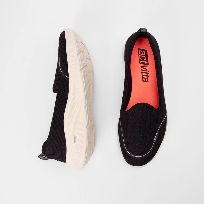 Slip On Feminino Actvitta Calce Fácil Preto