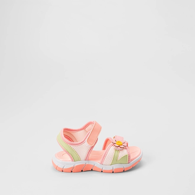 Sandália Infantil Gabrielinha Contato Enfeite Flor Branco & Rosa