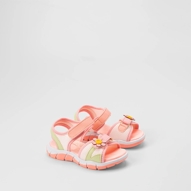 Sandália Infantil Gabrielinha Contato Enfeite Flor Branco & Rosa