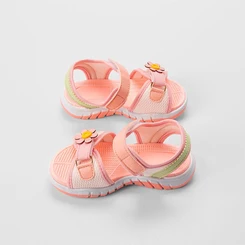 Sandália Infantil Gabrielinha Contato Enfeite Flor Branco & Rosa