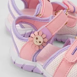 Sandália Papete Bebê Gabrielinha Tiras Contato Enfeite Flor Multicolor