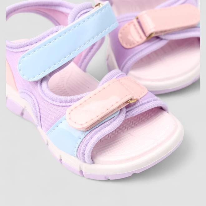 Sandália Papete Infantil Gabrielinha Tiras Contato Multicolor