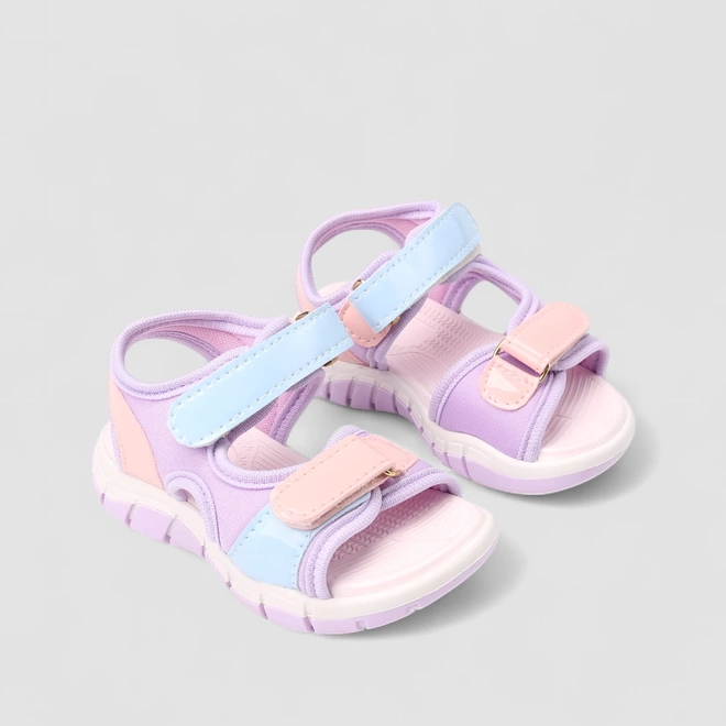 Sandália Papete Infantil Gabrielinha Tiras Contato Multicolor
