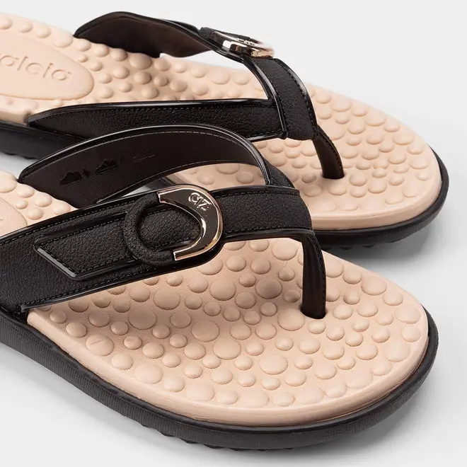 Tamanco Feminino Azaleia Anabela Enfeite Fivela Preto
