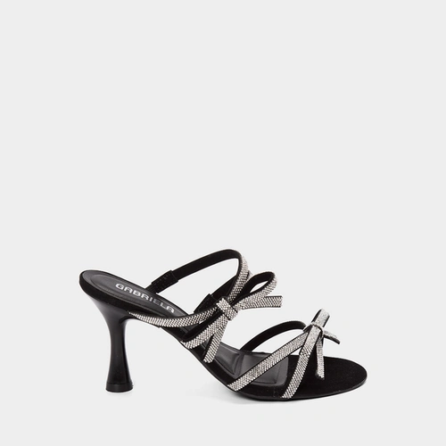 Tamanco Feminino Gabriela Enfeite Laço & Strass Nobuck Preto