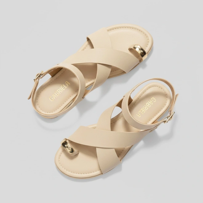 Sandália Flatform Feminina Gabriela Enfeite Bold Off White