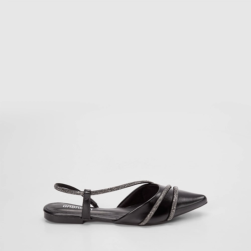 Sapatilha Feminina Gabriela Tiras Strass Preto