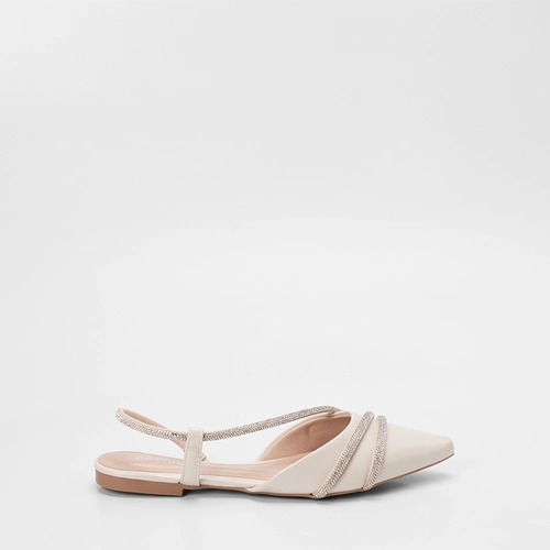 Sapatilha Feminina Gabriela Tiras Strass Off White