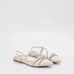 Sapatilha Feminina Gabriela Tiras Strass Off White