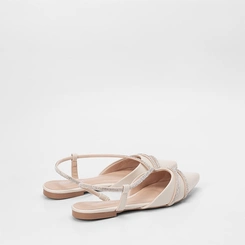 Sapatilha Feminina Gabriela Tiras Strass Off White