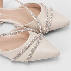 Sapatilha Feminina Gabriela Tiras Strass Off White