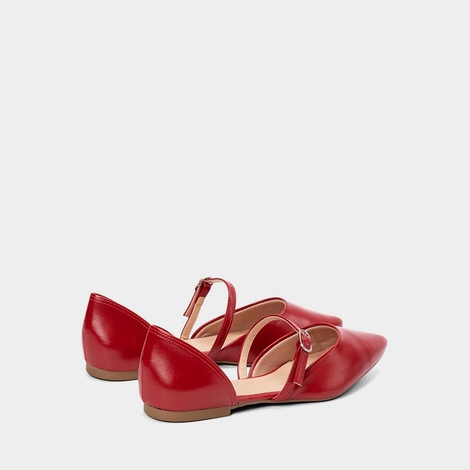 Sapatilha Boneca Feminina Gabriela Tira Fivela Vermelho