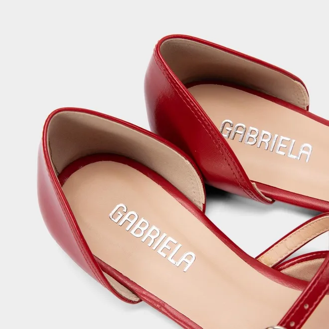 Sapatilha Boneca Feminina Gabriela Tira Fivela Vermelho