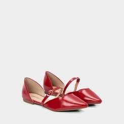 Sapatilha Boneca Feminina Gabriela Tira Fivela Vermelho