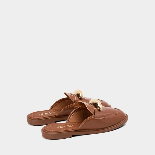 Mule Feminino Gabriela Detalhe Bold Marrom