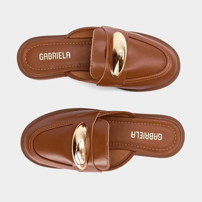 Mule Feminino Gabriela Detalhe Bold Marrom