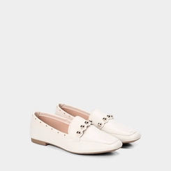 Mocassim Feminino Gabriela Tachas Esferas Off-White