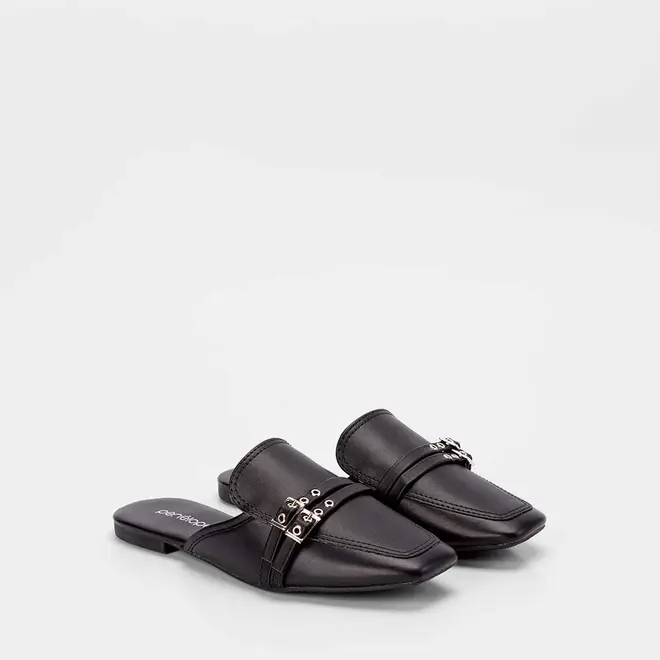 Mule Feminina Penélope Detalhe Fivela Preto