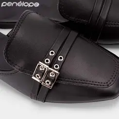 Mule Feminina Penélope Detalhe Fivela Preto
