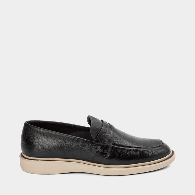 Sapato Social Slipper Masculino Mac & Jac Couro Preto