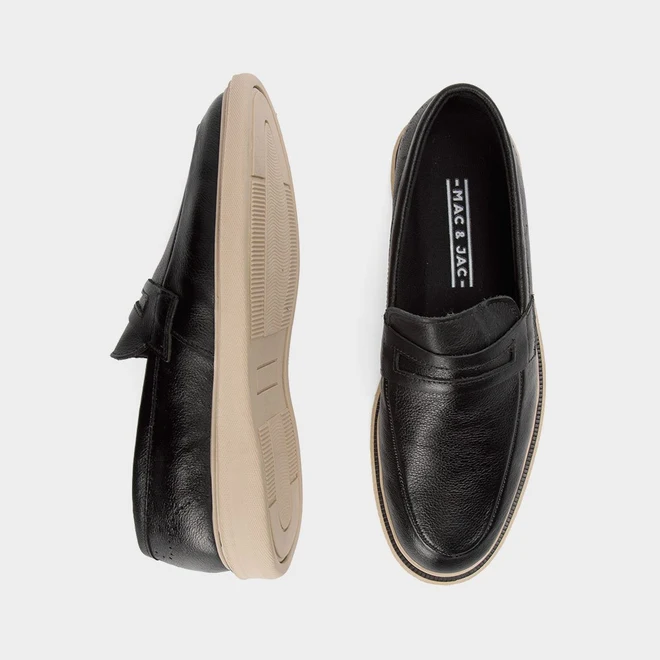 Sapato Social Slipper Masculino Mac & Jac Couro Preto
