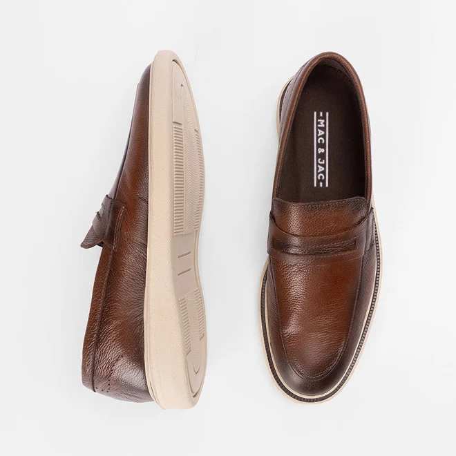Sapato Social Slipper Masculino Mac & Jac Couro Caramelo