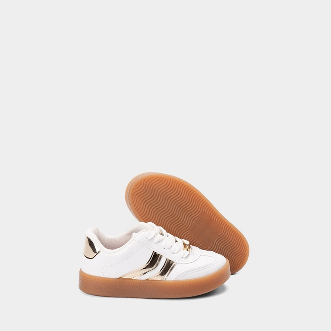 Tênis Infantil Molekinha Detalhes Dourado & Branco