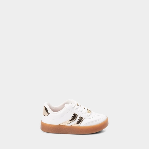 Tênis Infantil Molekinha Detalhes Dourado & Branco