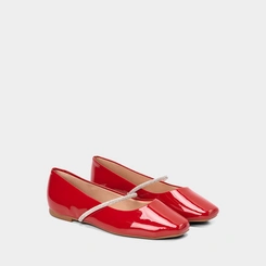 Sapatilha Boneca Feminina Gabriela Tira Strass Vermelho