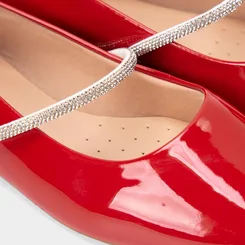 Sapatilha Boneca Feminina Gabriela Tira Strass Vermelho