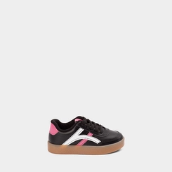 Tênis Casual Infantil Molekinha Detalhe Recortes Rosa Preto